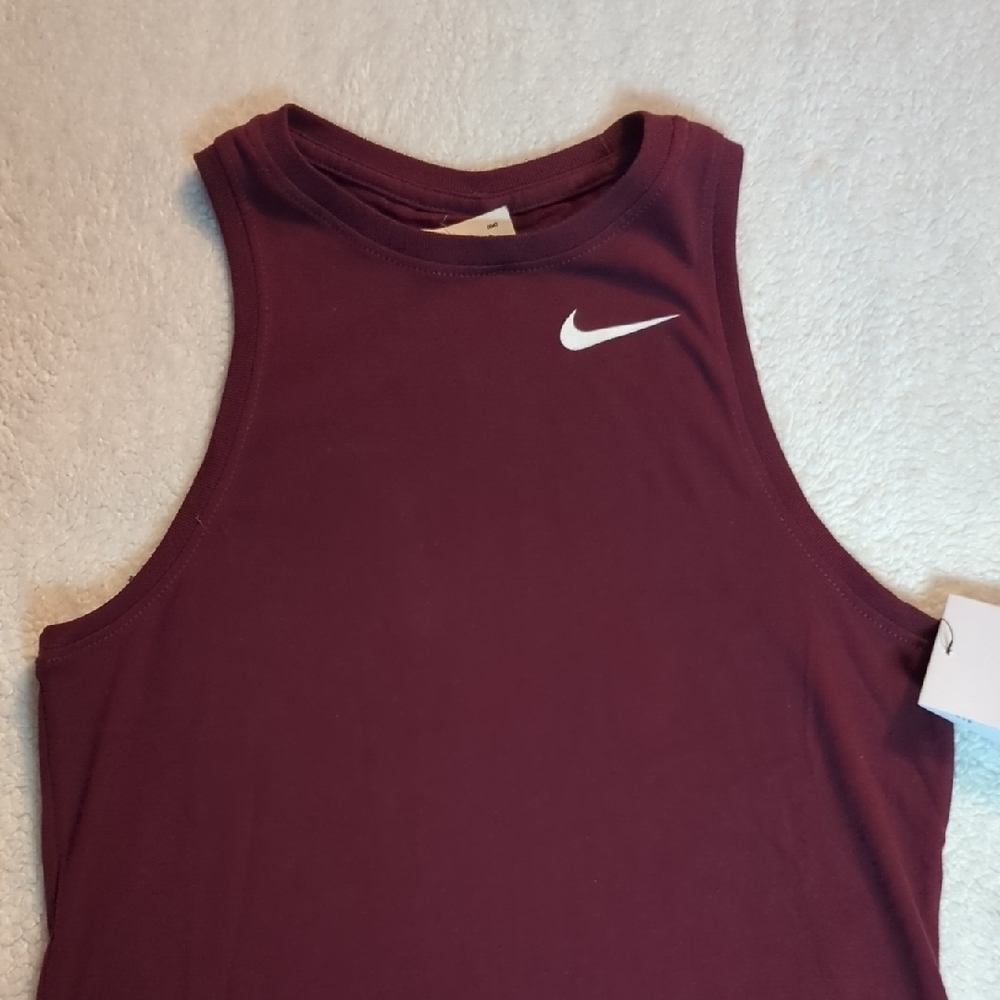 Nike Women's Dri-FIT Athletic Cut Maroon Sleeveless Dri-FIT Tank Top - Picture 4 of 8